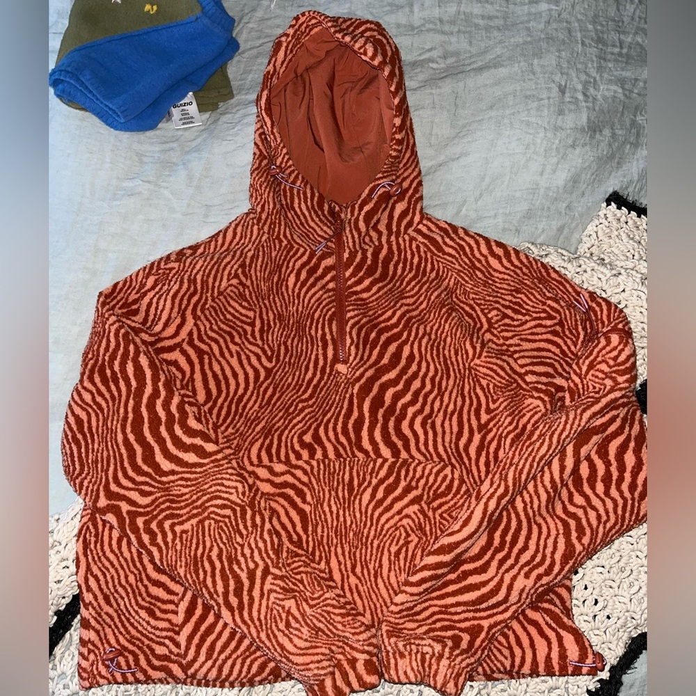 outdoor voices size small orange zebra print fleece - super cute, soft & warm